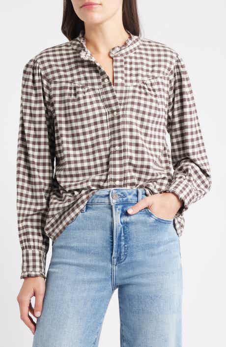 Rails Alanna Ruffle Gingham Snap-Up Shirt