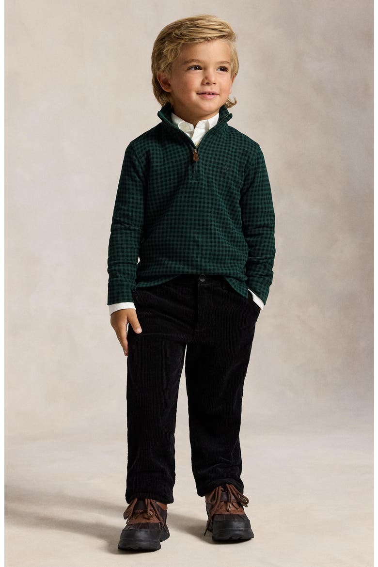 Kids' Check Estate Rib Quarter Zip Pullover, Alternate, color, MICRO HOLIDAY CHECK