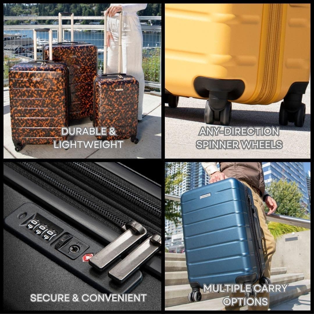 Ricardo Beverly Hills Cambria Hardside Luggage 24-inch Medium Checked, Alternate, color, Black Pearl