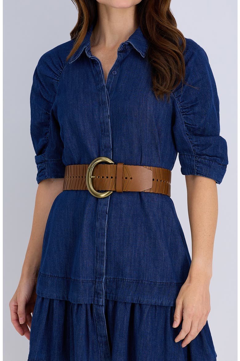 Laced Leather Belt, Alternate, color, TAN