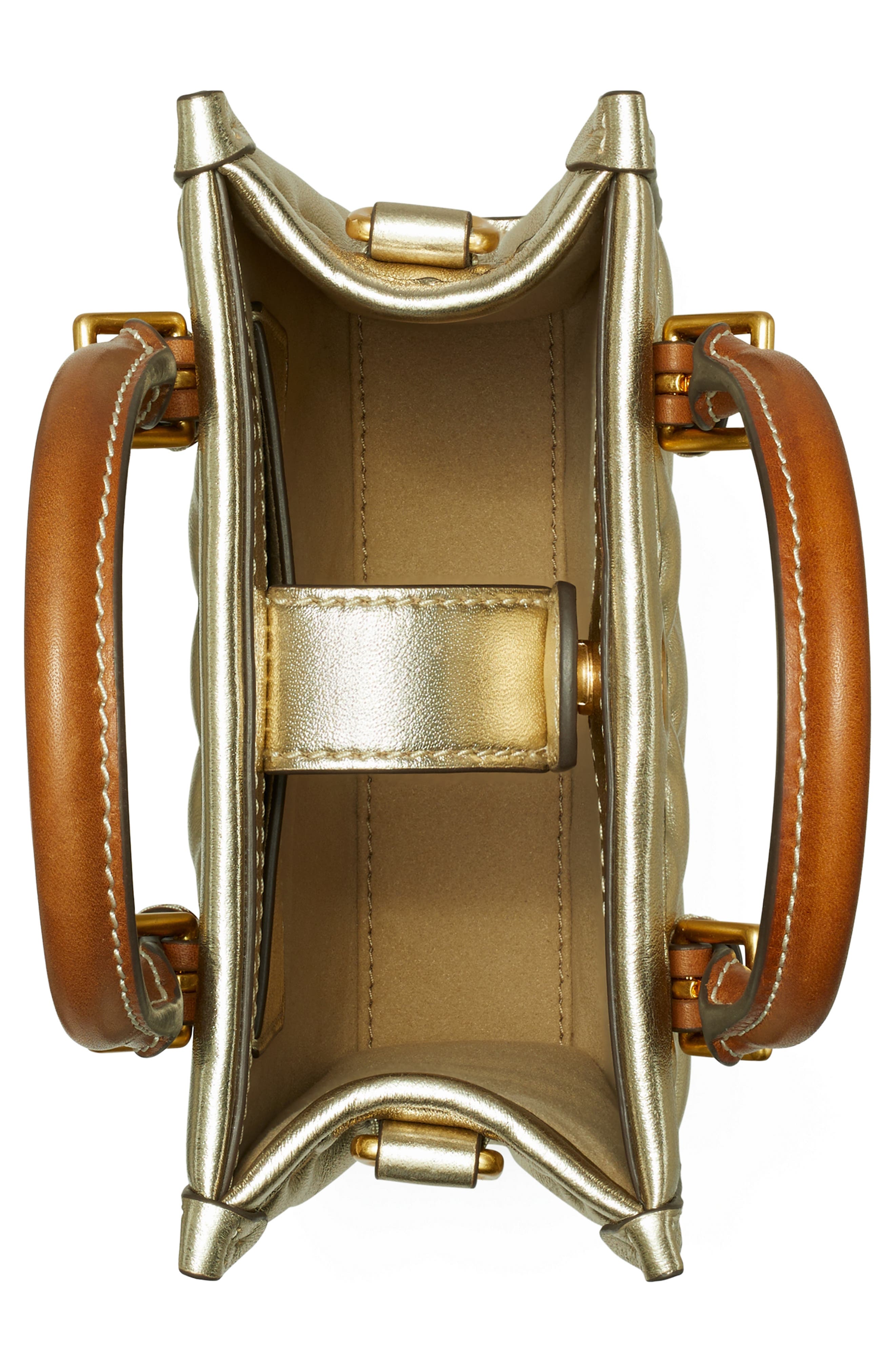 Tory Burch T Monogram Embossed Puffy Metallic Leather Crossbody Bag, Alternate, color, 