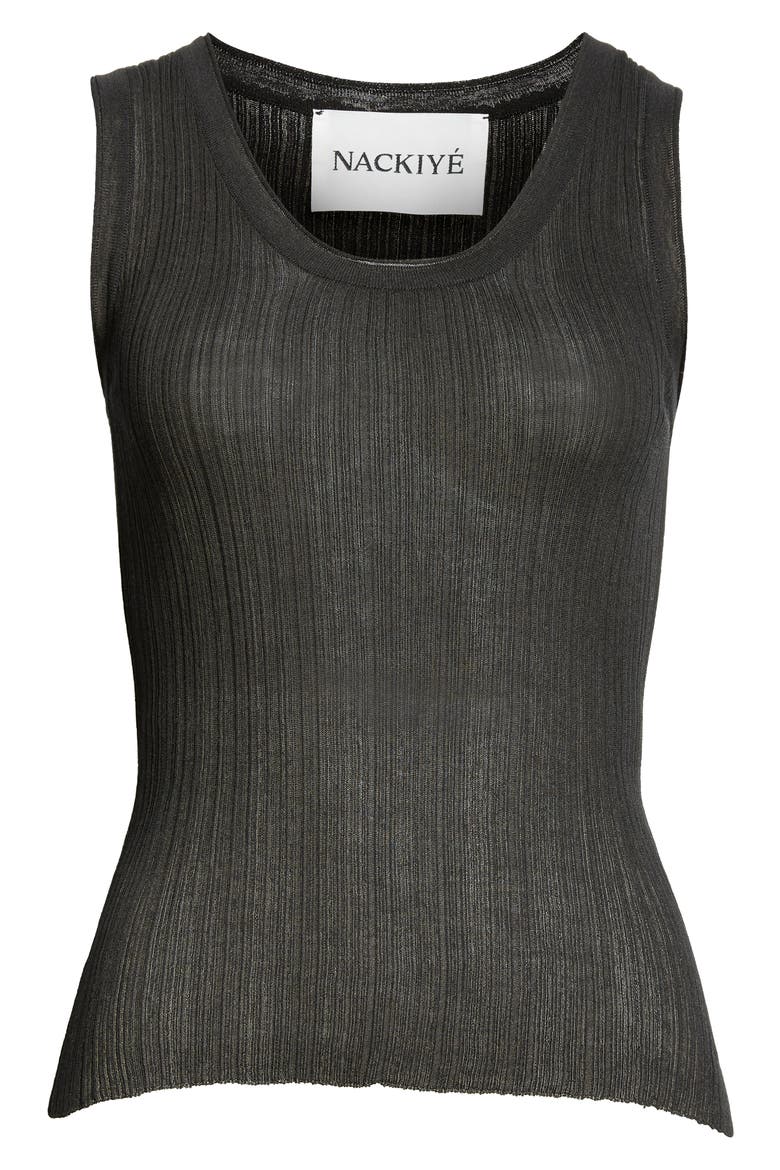 Fine Rib Organic Cotton Sweater Tank, Alternate, color, NOIR