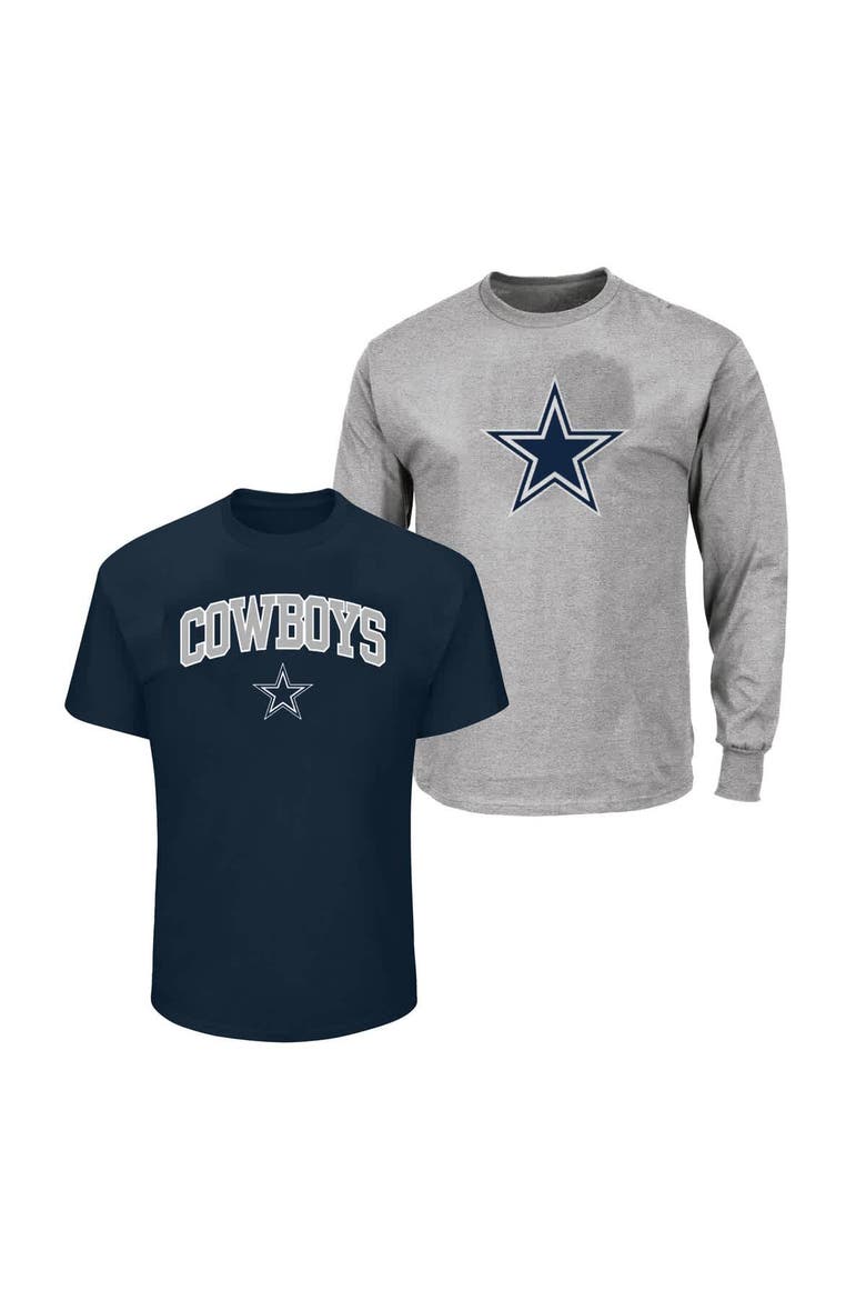 Men's Fanatics  Navy/Heather Gray Dallas Cowboys Big & Tall 2-Pack T-Shirt Set, Main, color, Navy