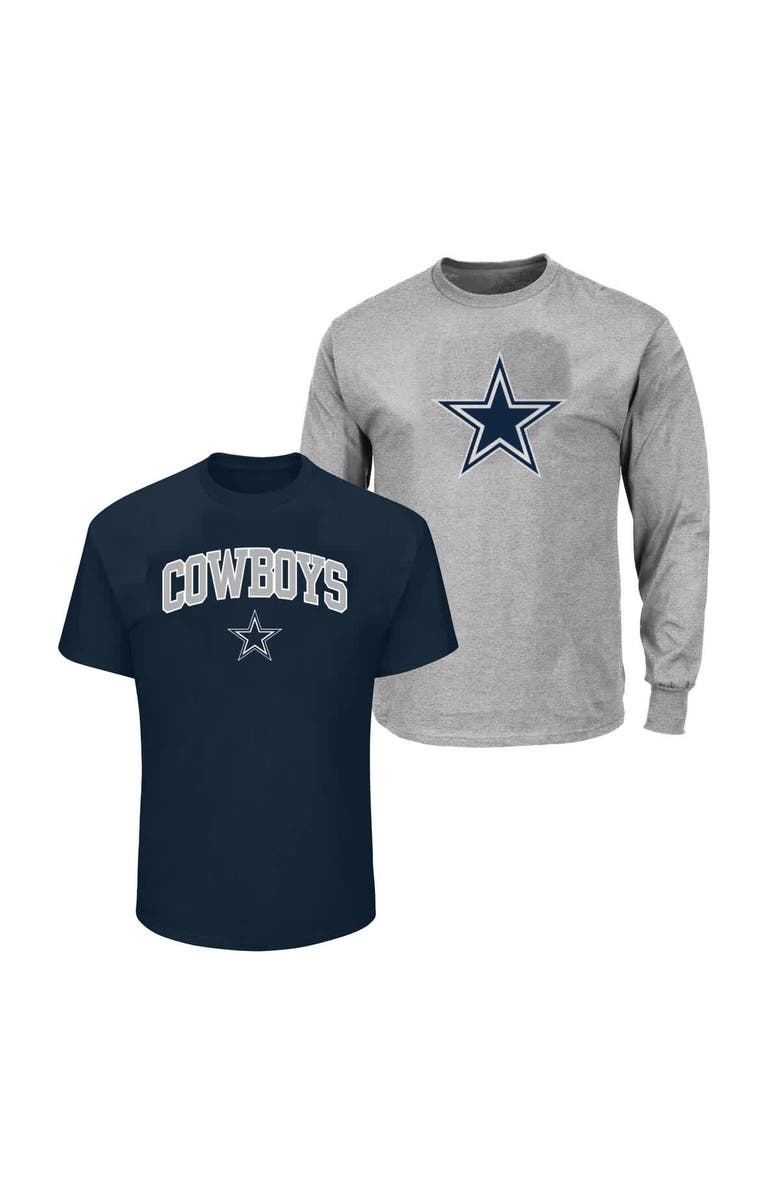 FANATICS Men's Fanatics  Navy/Heather Gray Dallas Cowboys Big & Tall 2-Pack T-Shirt Set, Main, color, Navy