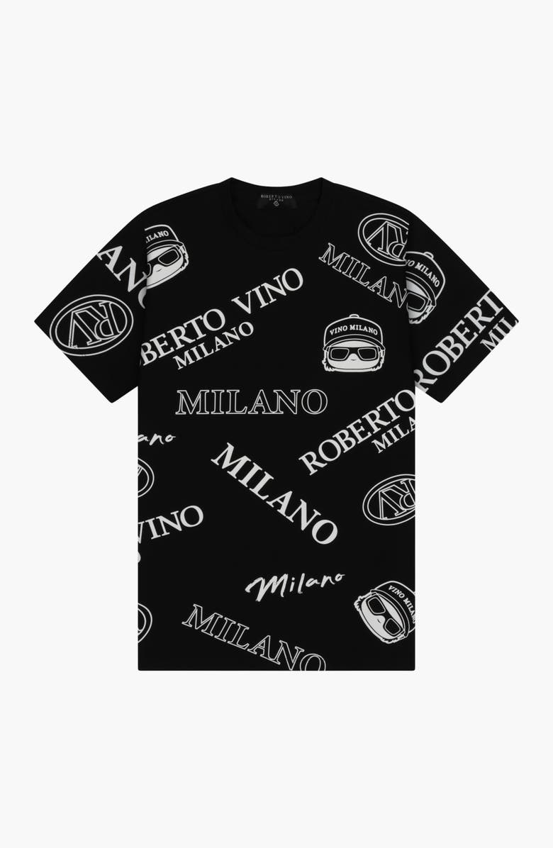 Roberto Vino All Over Icon Short Set, Alternate, color, Black