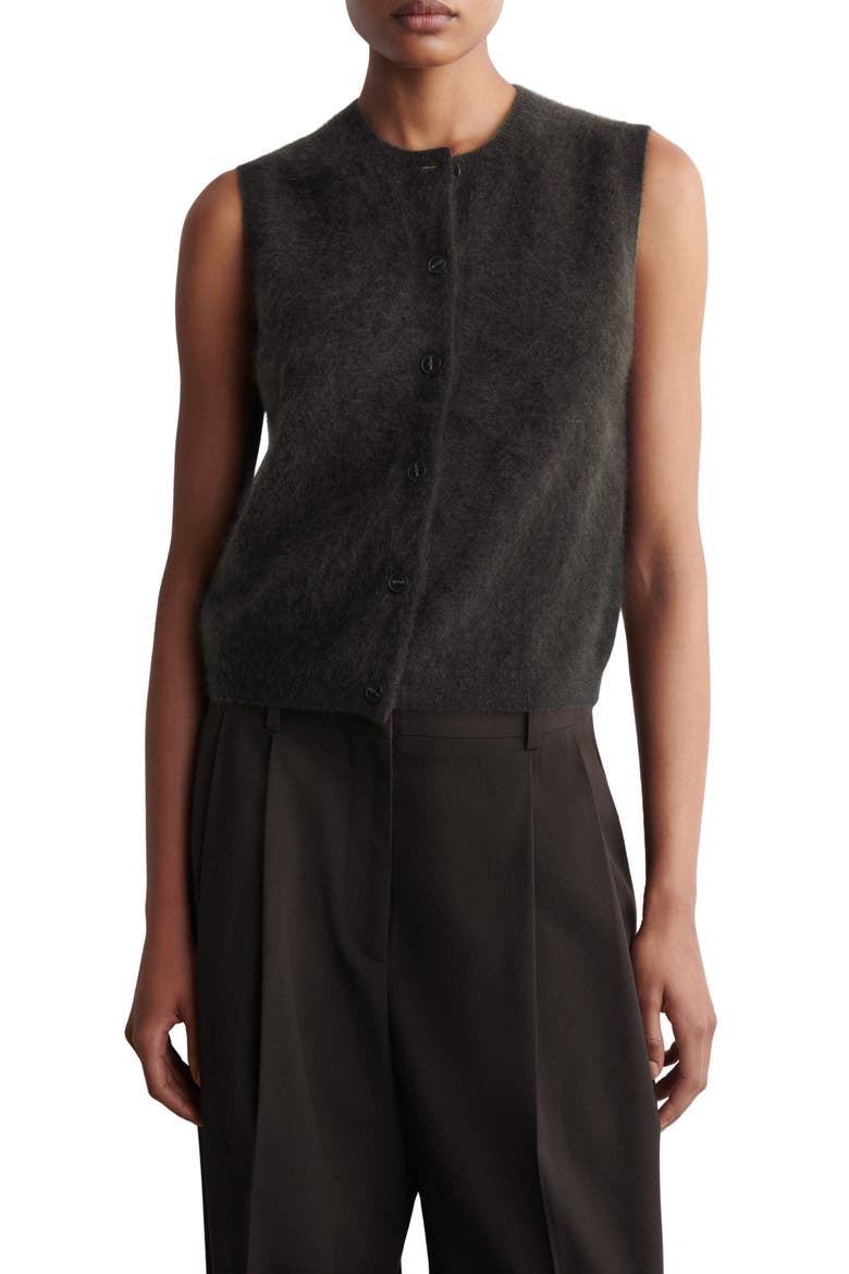 Elver Cashmere Sweater Vest, Main, color, BROWN DARK