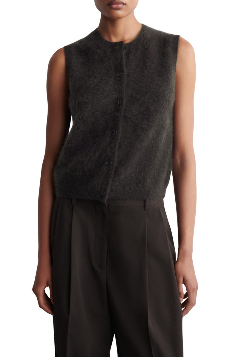 COS Elver Cashmere Sweater Vest, Main, color, Brown Dark