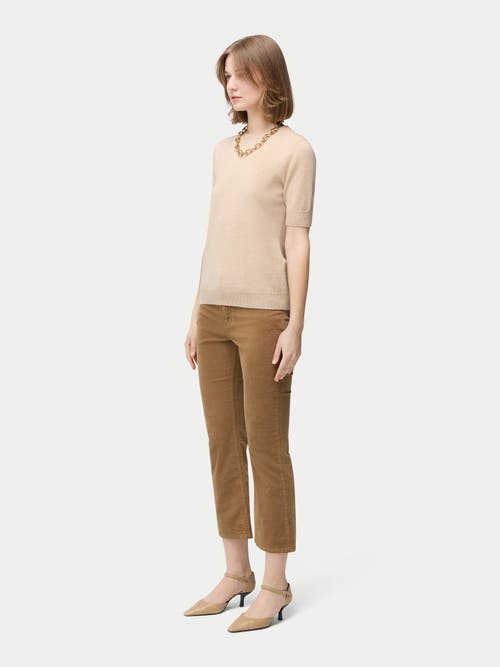 Gobi Mongolian Cashmere Crew Neck Cashmere Top In Beige