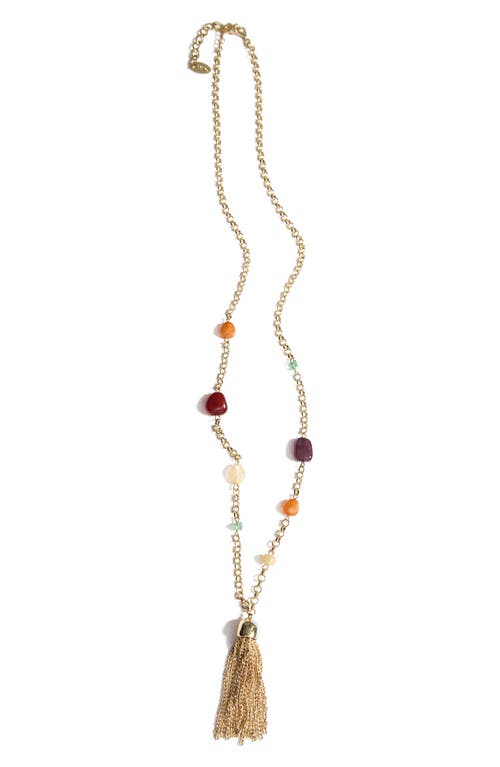 Mango Fringed Bead Necklace In Gold