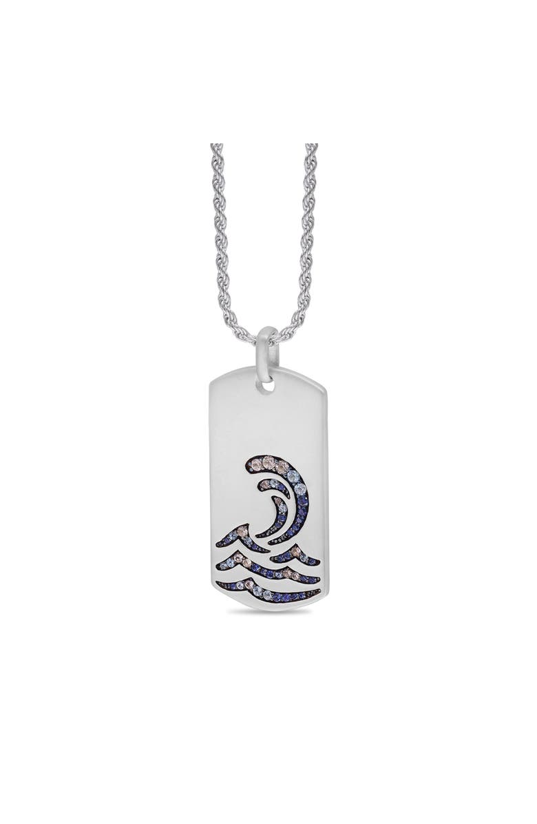 LuvMyJewelry Surfrider Beach Sapphire & Topaz Silver Tag Necklace, Alternate, color, Silver