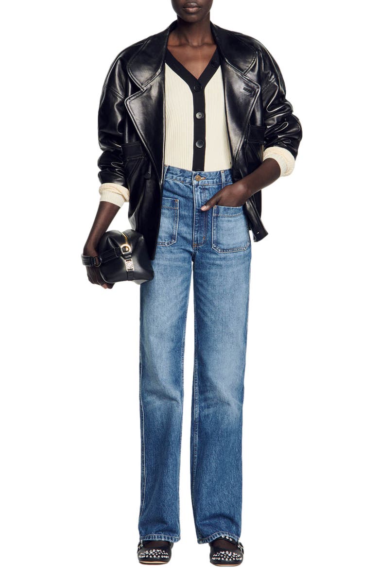 SANDRO Gabrielle Rib Cardigan, Alternate, color, 