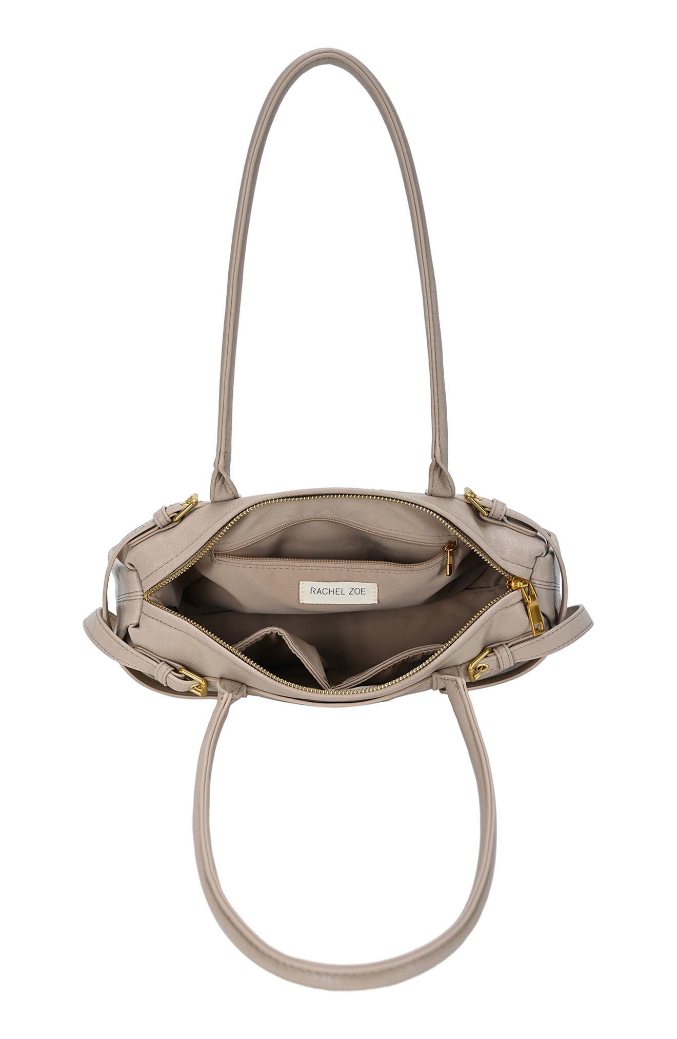 Belt Front Faux Leather Baguette Shoulder Bag, Alternate, color, BEIGE