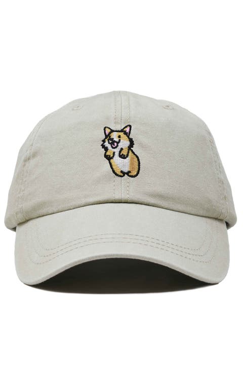 Leaping Corgi Embroidered Cap