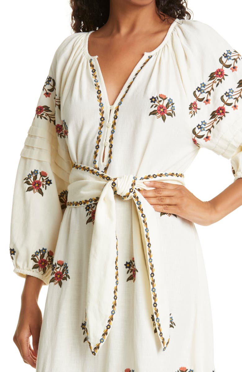 THE GREAT. The Prairieland Floral Embroidered Long Sleeve Midi Dress, Alternate, color, 