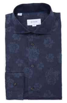Eton Slim Fit Floral Print Cotton Dress Shirt