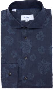 Eton Slim Fit Floral Print Cotton Dress Shirt