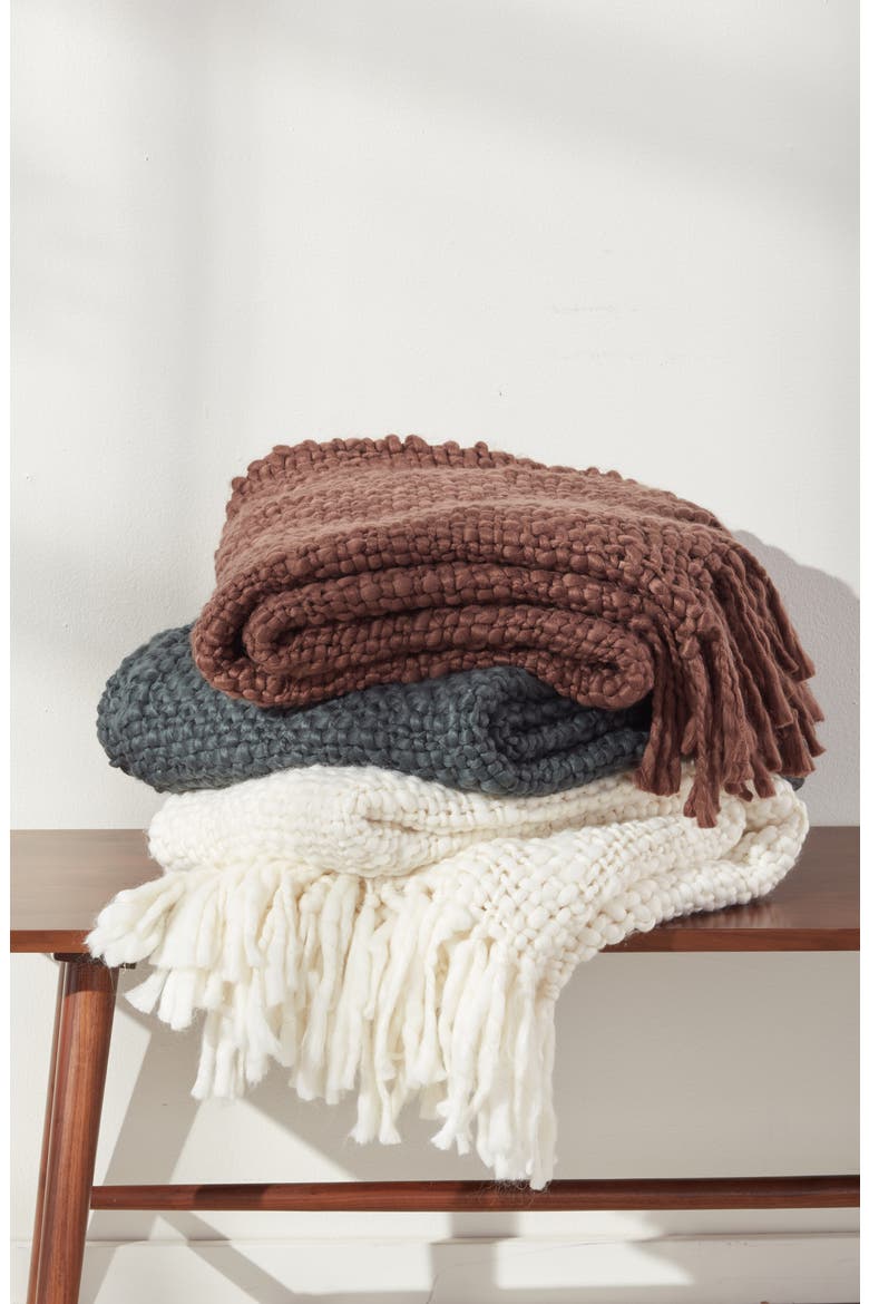 Chunky Handwoven Throw Blanket, Alternate, color, BROWN BITTER