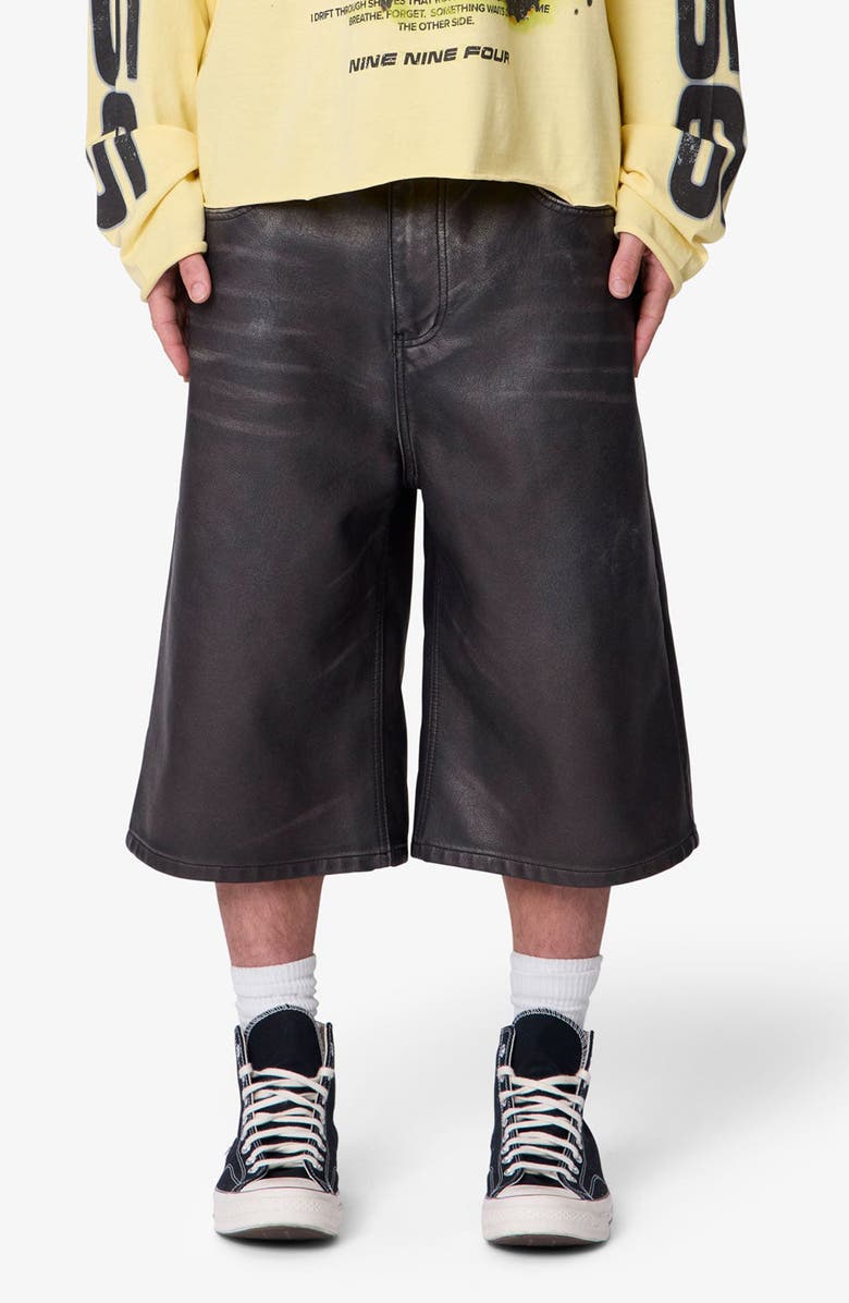 mnml Ultra Baggy Washed Faux Leather Shorts, Main, color,