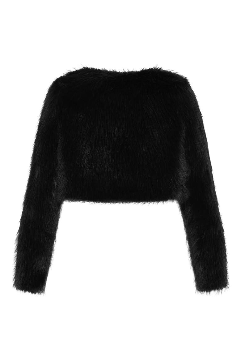 Angelica Faux Fur Crop Jacket, Alternate, color, BLACK