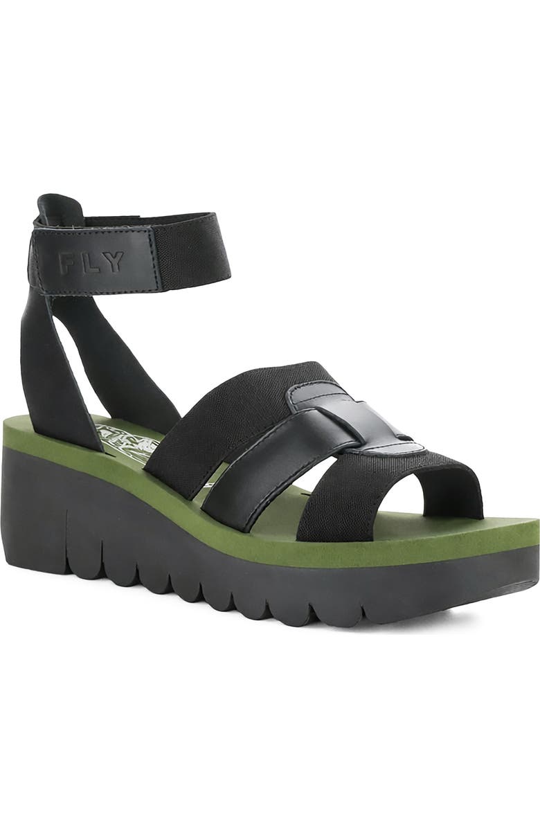 Fly London Yory Ankle Strap Sandal, Main, color, Black