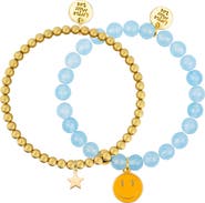 Little Miss Zoe Smiley Gemstone and Delicate Gold Bracelet Set