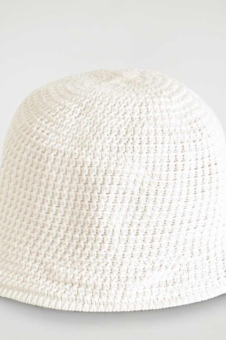 Pointelle-knit Bucket Hat, Alternate, color, WHITE