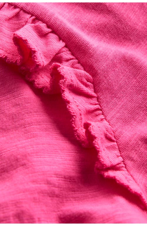 Mini Boden Kids' Frill Sleeve Slub Top In Pink