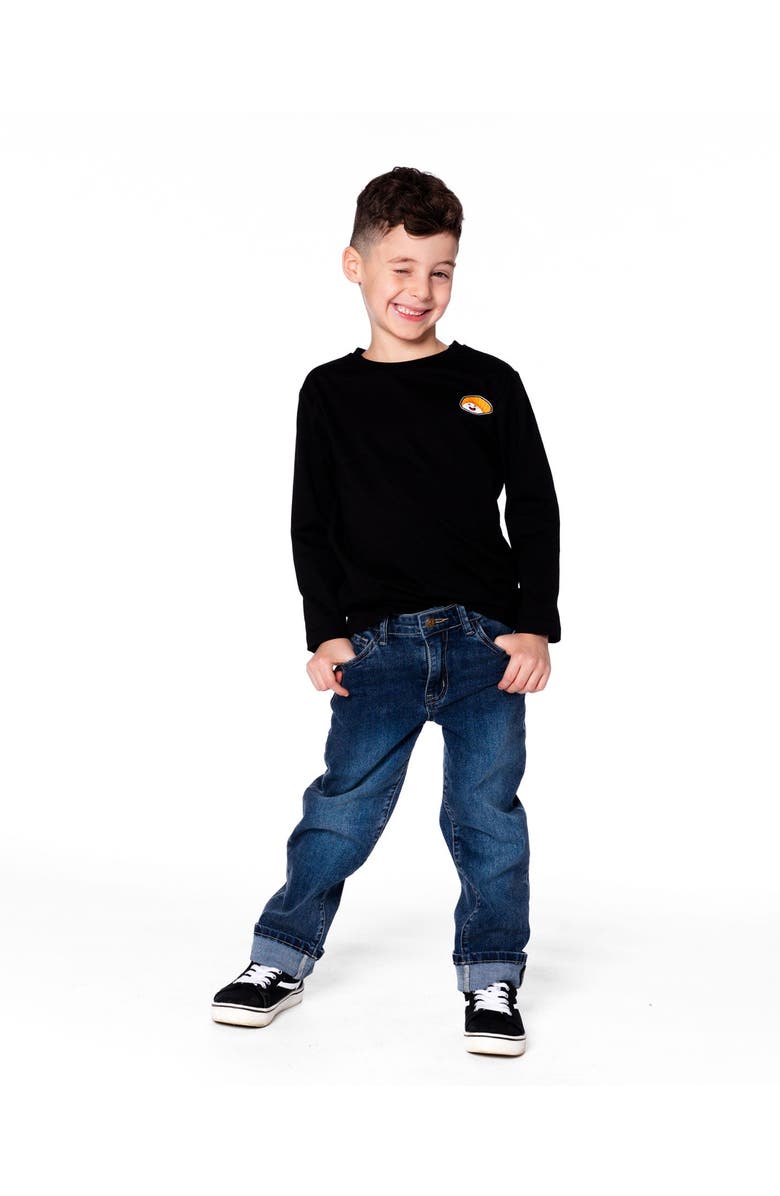 Deux par Deux Long Sleeve Jersey Tee Shirt with Back & Front, Main, color, Black