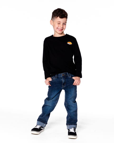 Long Sleeve Jersey Tee Shirt with Back & Front (Little Kid & Big Kid)