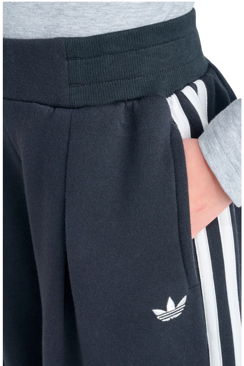 Kids' Pleated Wide Leg Fleece Pants, Alternate, color, BLACK