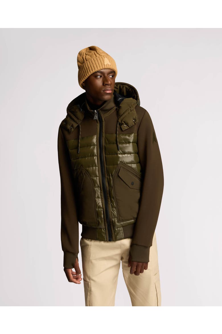 Nimbus Lightweight Mixed Media Hybrid Bomber Jacket, Main, color, Olive