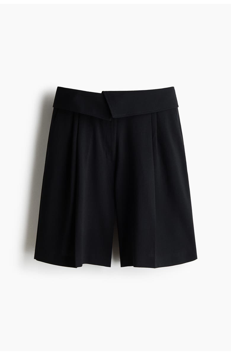 H&M Foldover-waist Bermuda Shorts, Main, color, Black