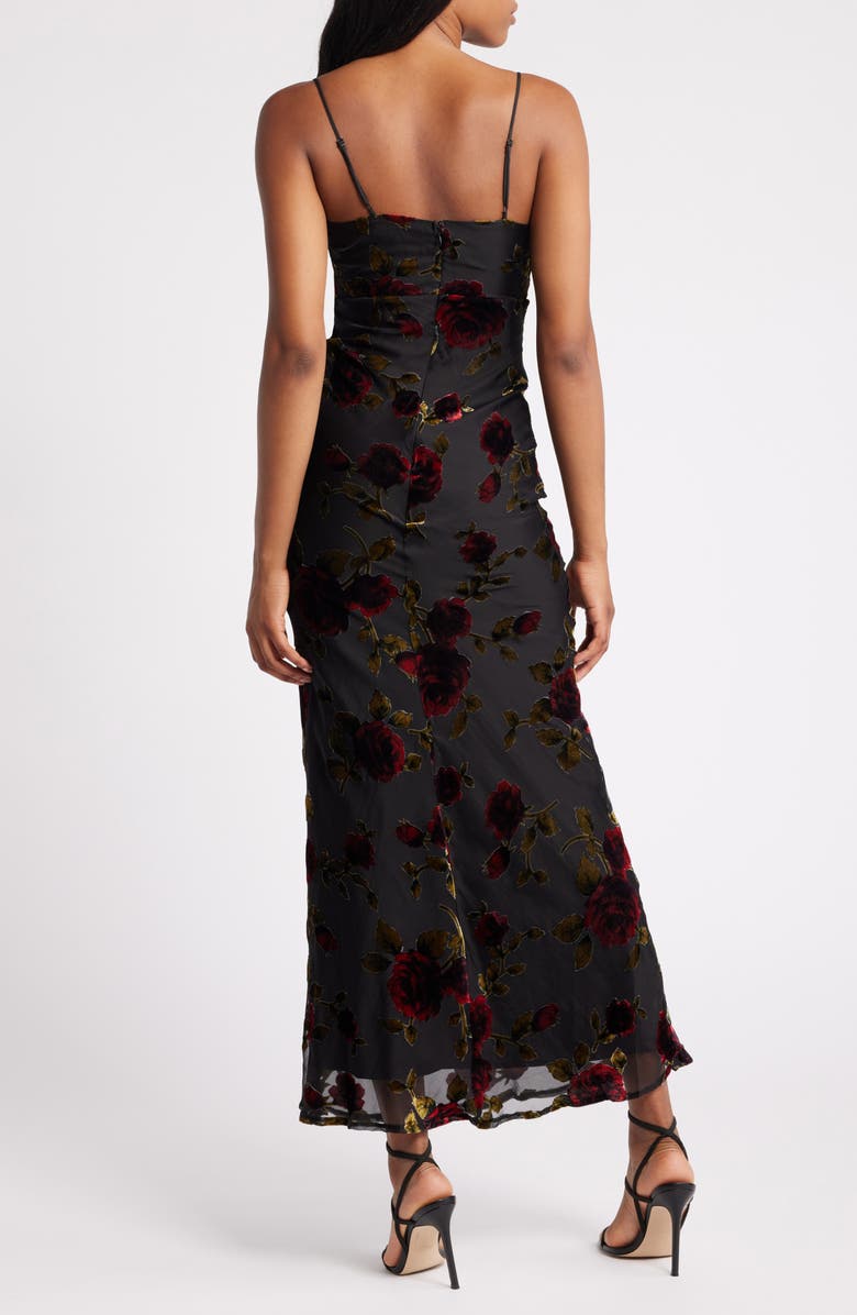 Rare London Devore Floral Tie Front Chiffon Maxi Dress, Alternate, color, Black Multi