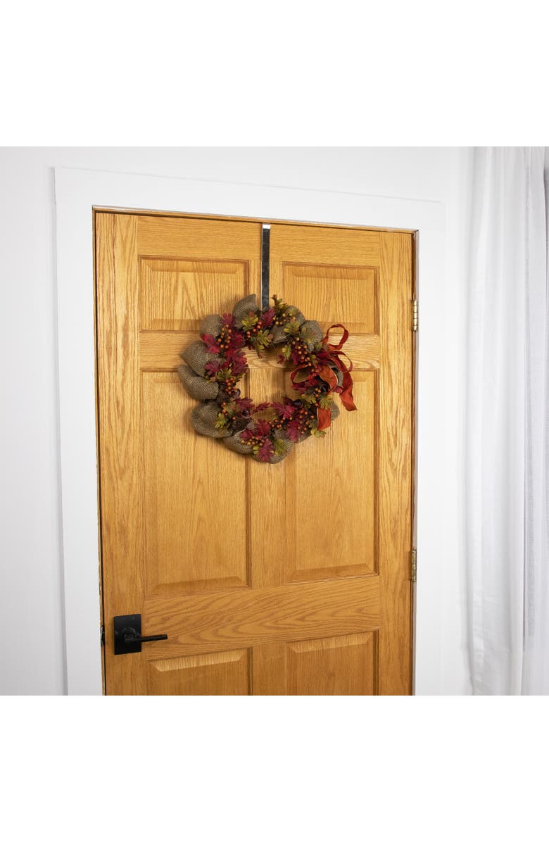 Northlight Rustic Burlap Fall Harvest Wreath with Acorns and Berries, 18-Inch, Alternate, color, 