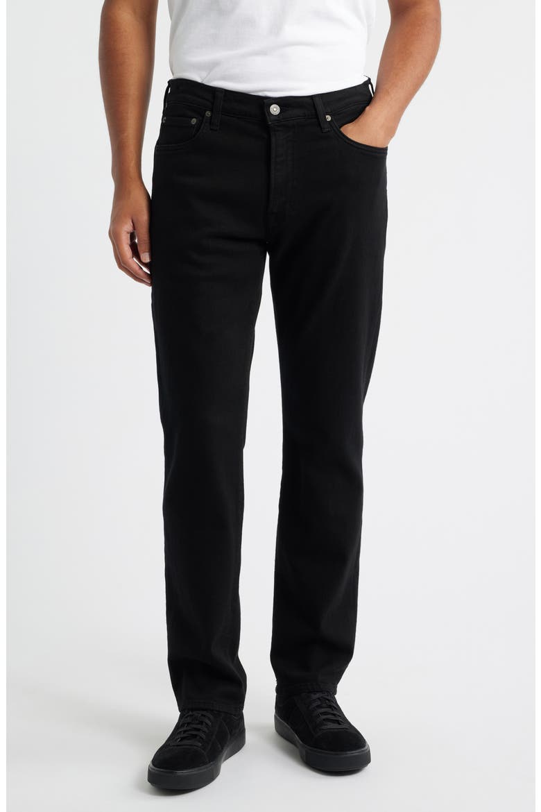 Elijah Relaxed Straight Leg Stretch Cotton & Cashmere Jeans, Main, color, STARLESS BLACK