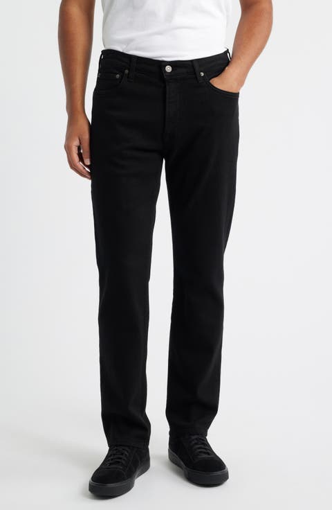 Elijah Relaxed Straight Leg Stretch Cotton & Cashmere Jeans (Starless Black)