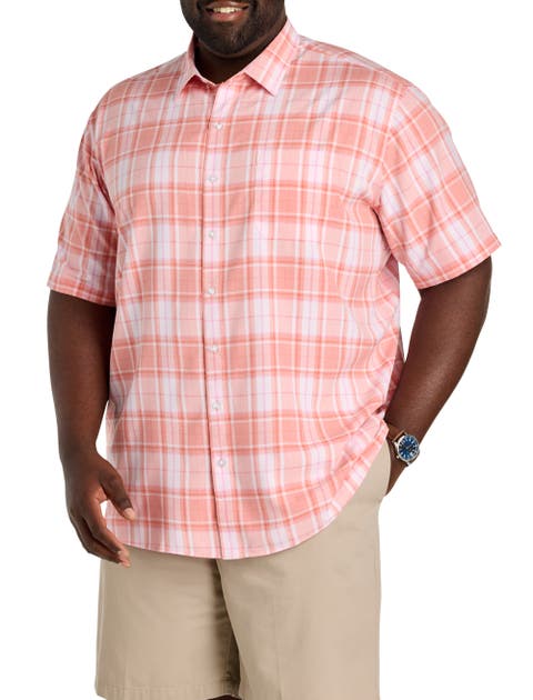 Big & Tall Microfiber Medium Plaid Sport Shirt V5