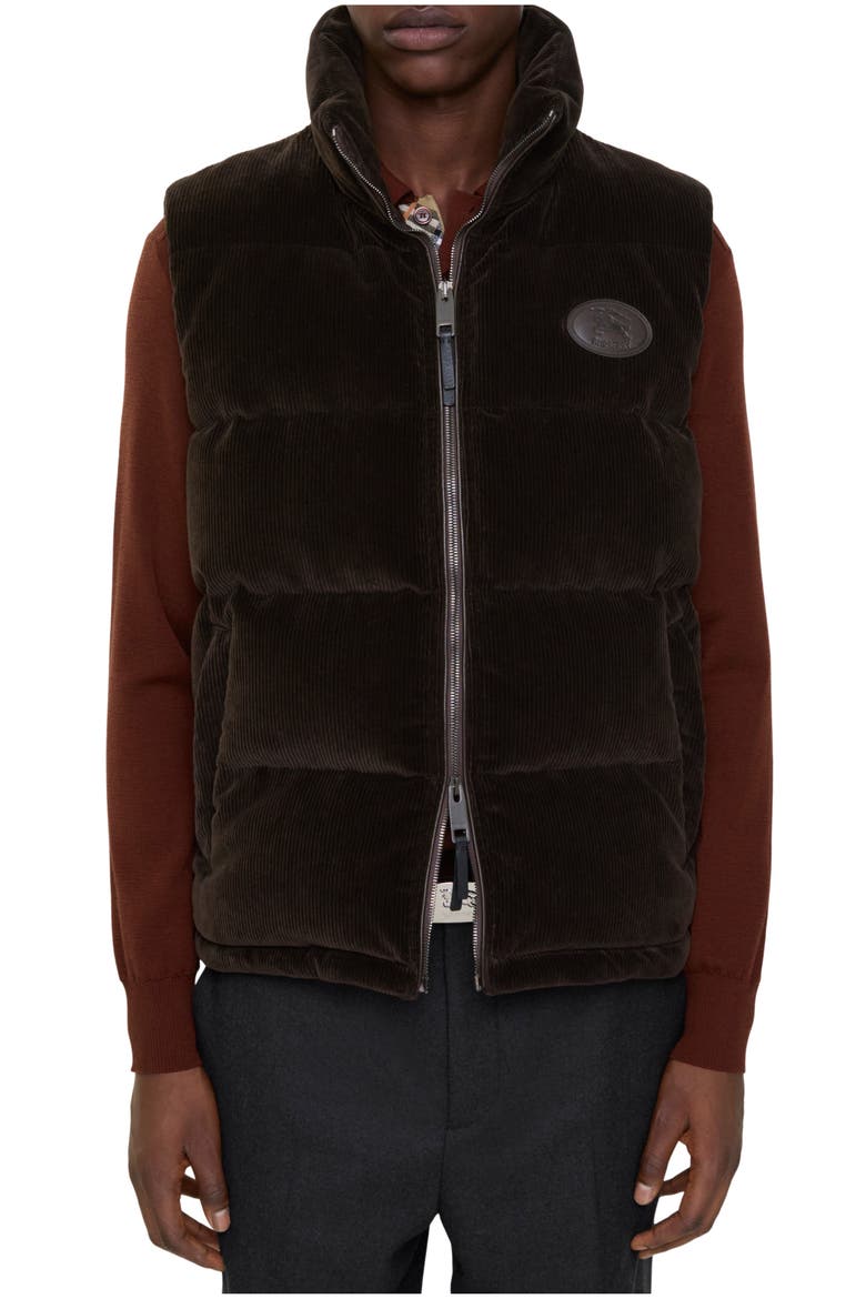 Corduroy Puffer Gilet, Main, color, Clove brown