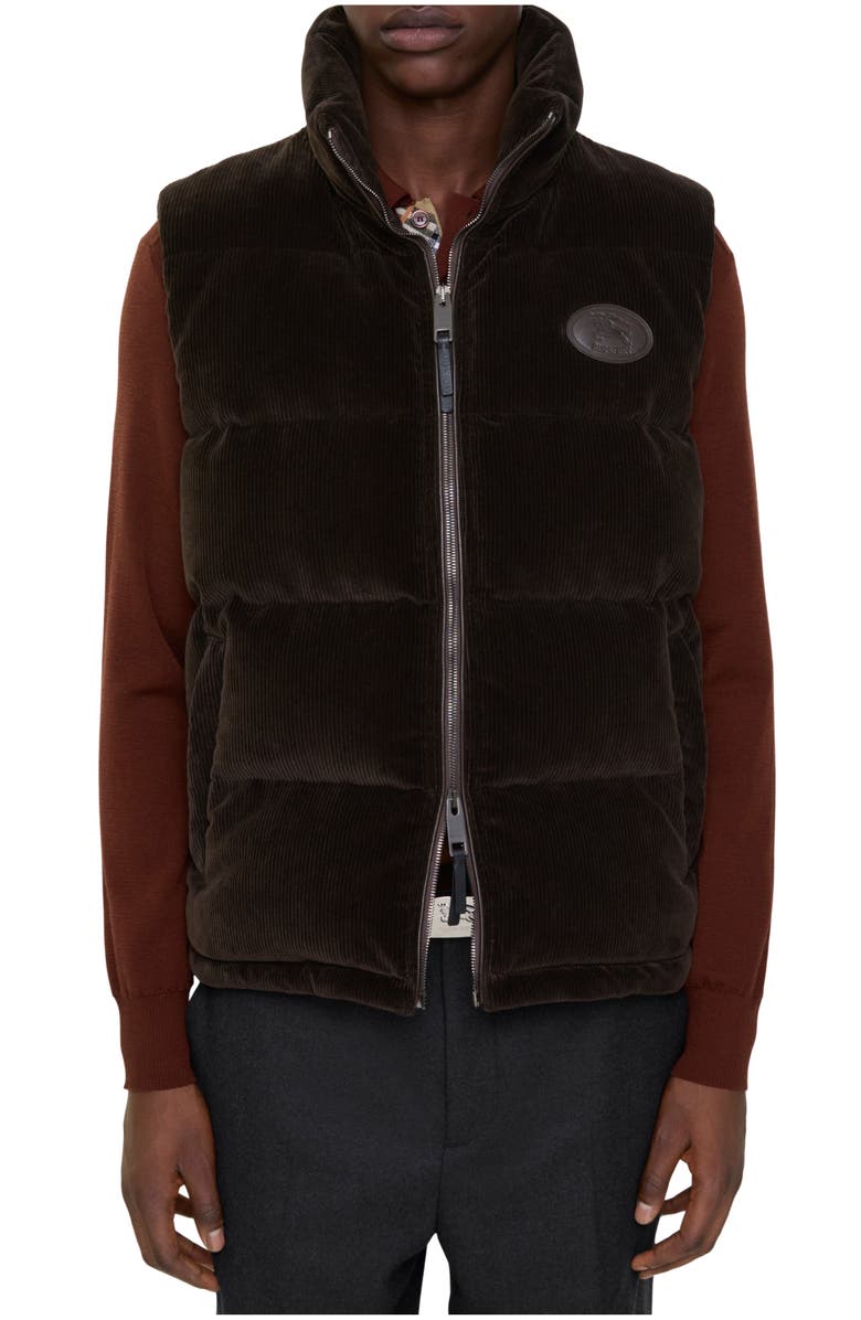 Burberry Corduroy Puffer Gilet, Main, color, Clove Brown
