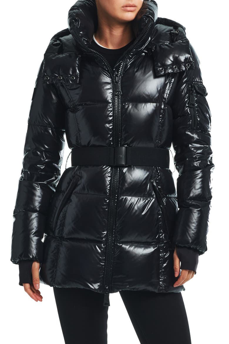 Soho Belted Down Puffer Coat, Main, color, JET