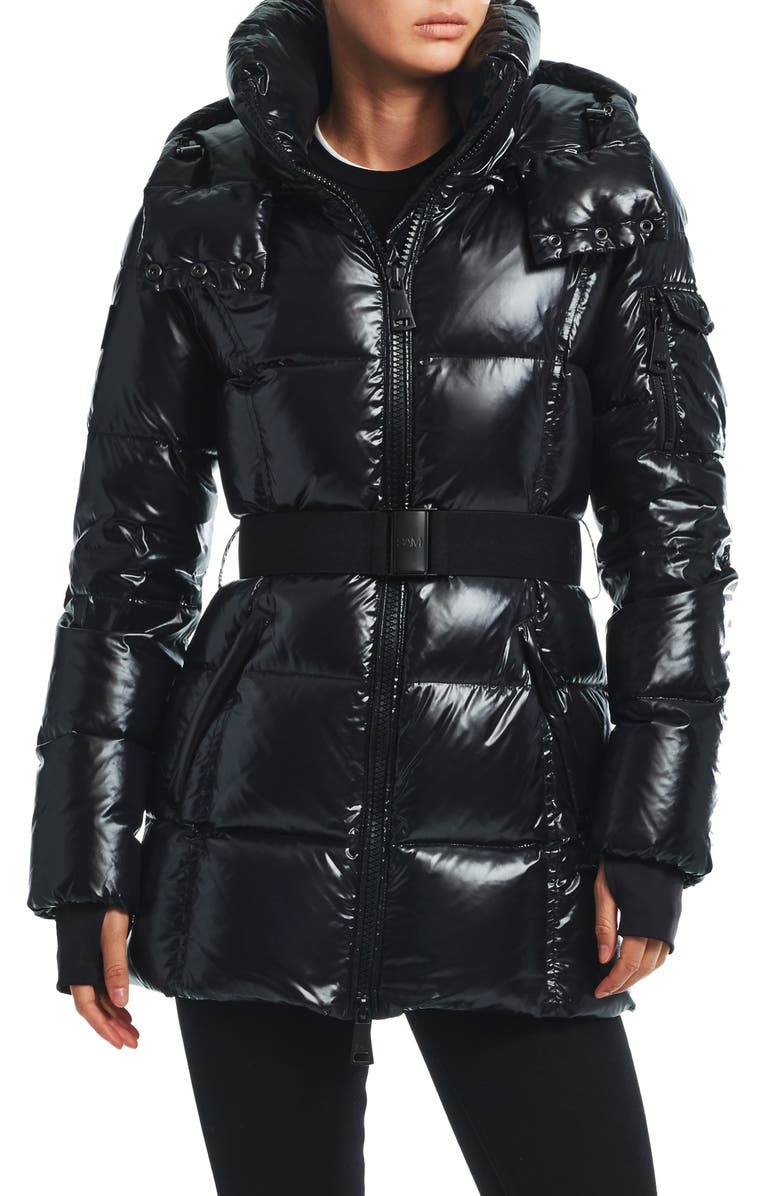 SAM. Soho Belted Down Puffer Coat, Main, color, Jet