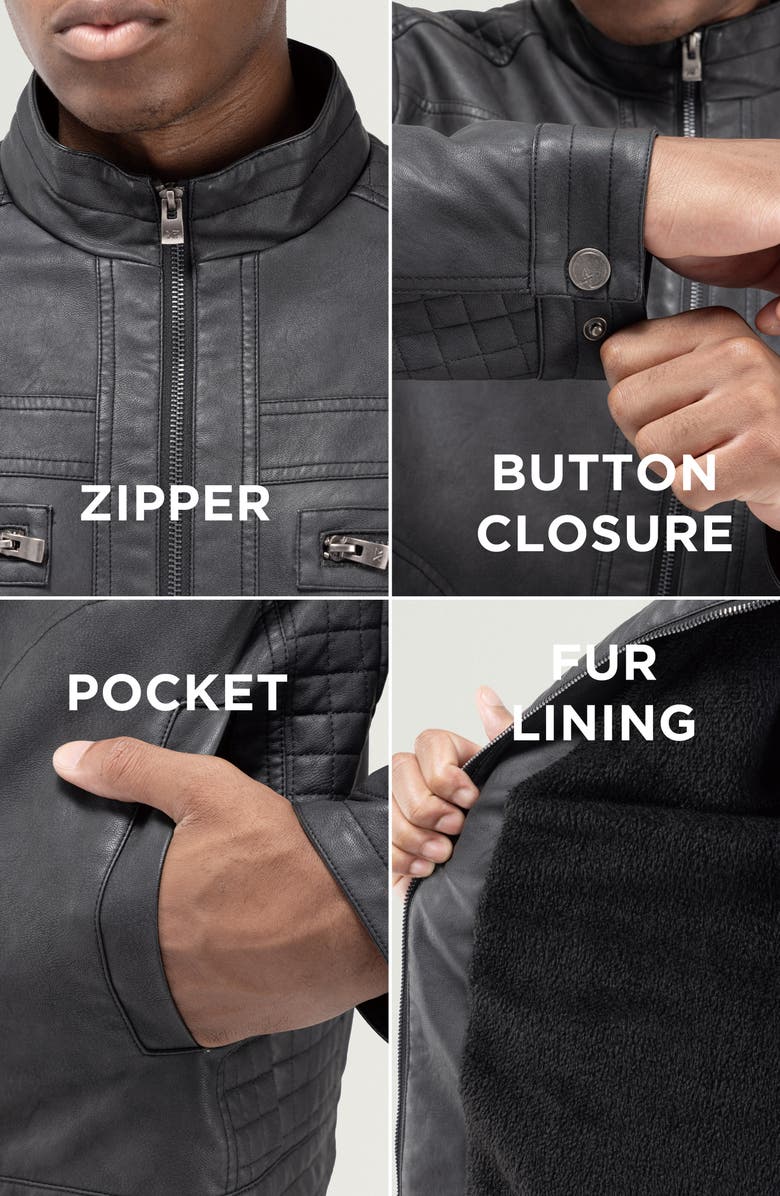 XRAY Faux Shearling Lined Faux Leather Racing Jacket, Alternate, color, Steel