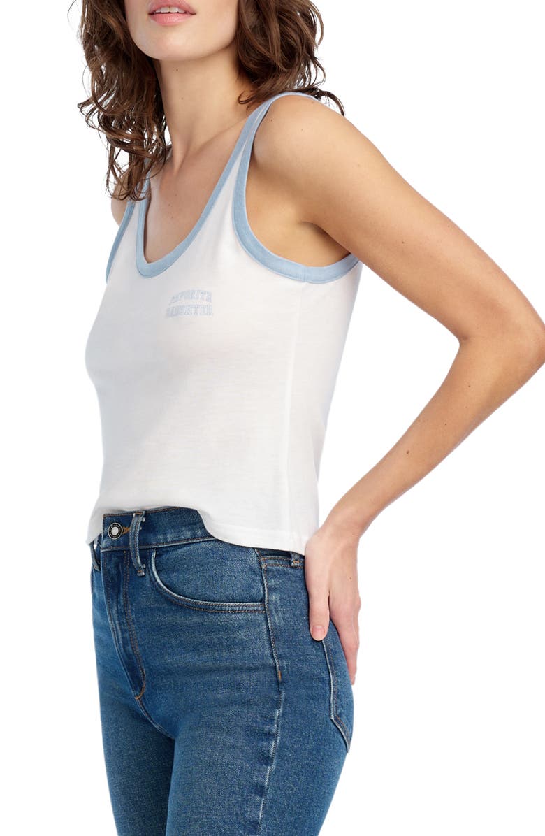 Favorite Daughter The Collegiate Ringer Graphic Tank, Alternate, color, White/ Sea Blue
