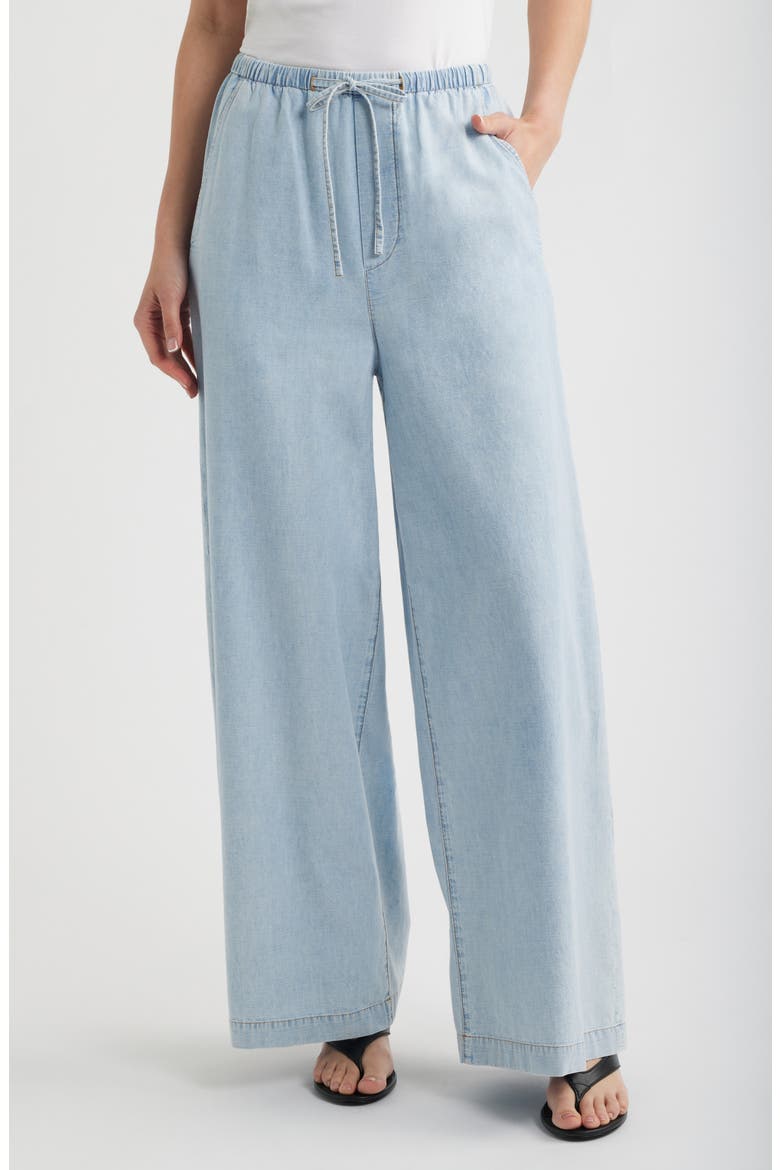 The Offshore Wide Leg Drawstring Pants, Main, color, SEASHADE