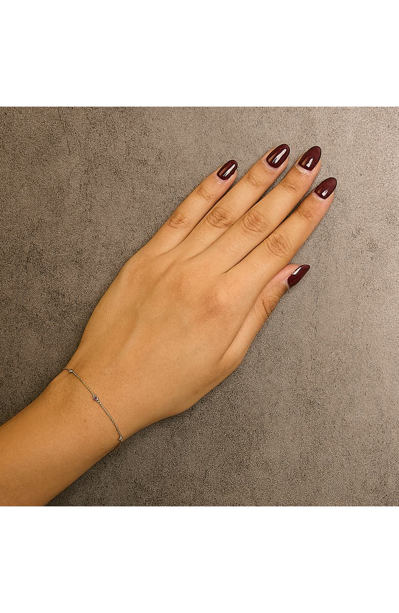 Haus of Brilliance 14K Yellow Gold Red Ruby and White Diamond Bezel Station Chain Bracelet, Alternate, color, Yellow