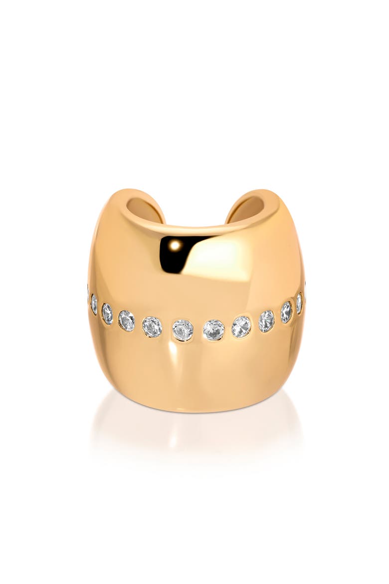 Center Cubic Zirconia Line Single Chunky Ear Cuff, Main, color, GOLD