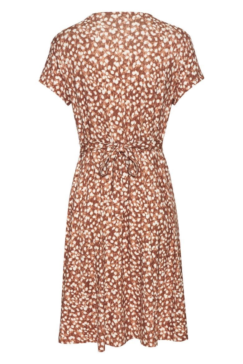 Short Sleeve Print Dress, Alternate, color, Brown Ivory