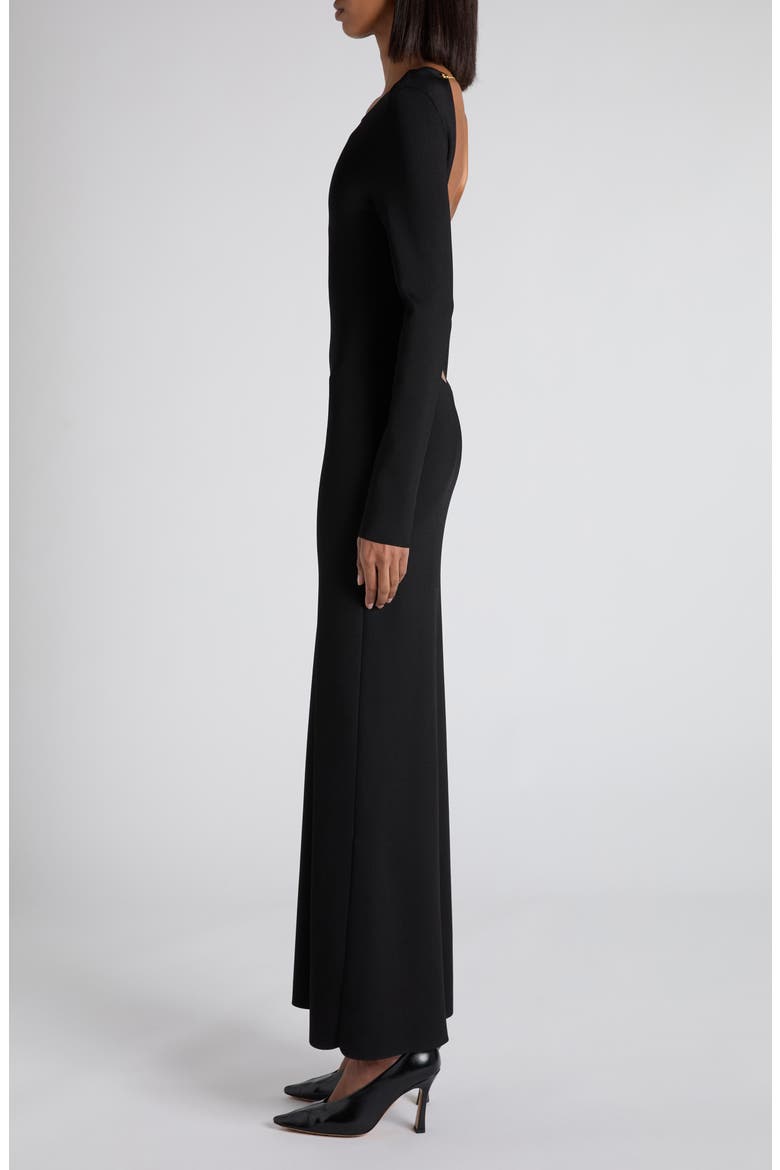 Open Back Long Sleeve Compact Jersey Dress, Alternate, color, 1000 BLACK