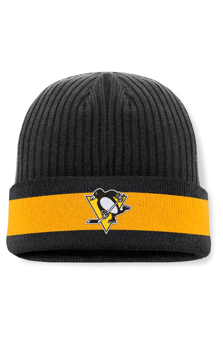 FANATICS Men's Fanatics Black Pittsburgh Penguins Blueliner Cuffed Knit Hat, Main, color, 