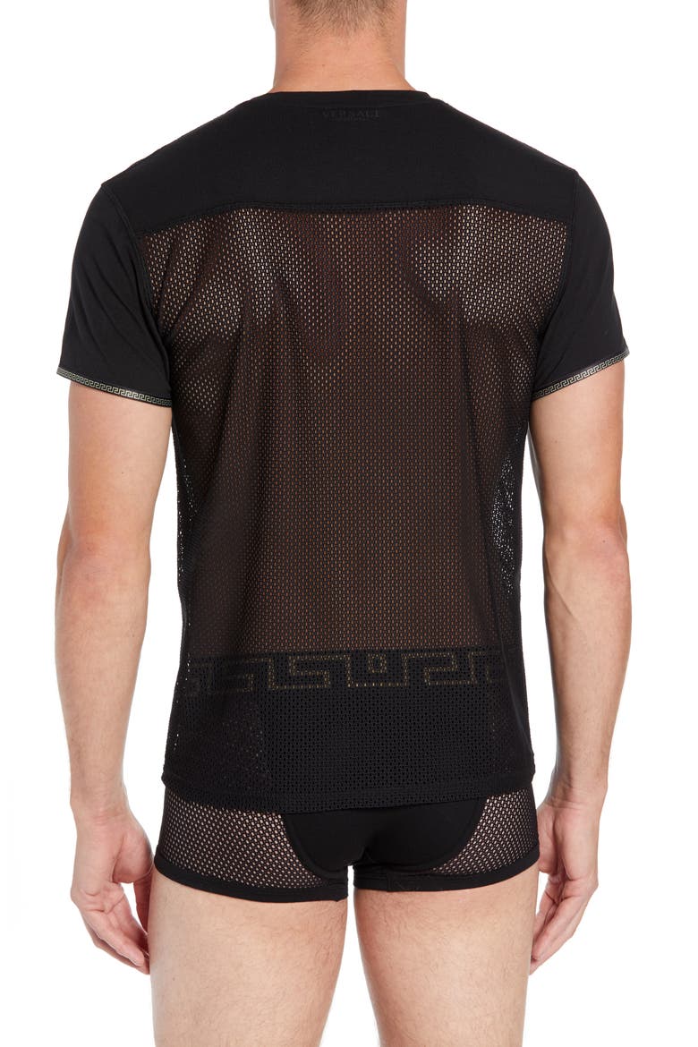 Girocollo Mesh T-Shirt, Alternate, color, BLACK